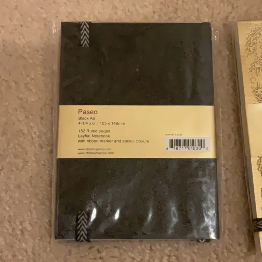 NWT Christian Lacroix Black Paseo A6 Layflat Notebook, 152pg Gold notepad 128pg